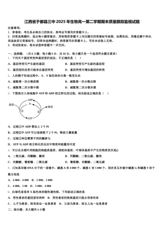 江西省于都县三中2025年生物高一第二学期期末质量跟踪监视试题含解析