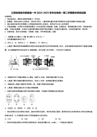 江西省南昌市新建县一中2024-2025学年生物高一第二学期期末预测试题含解析