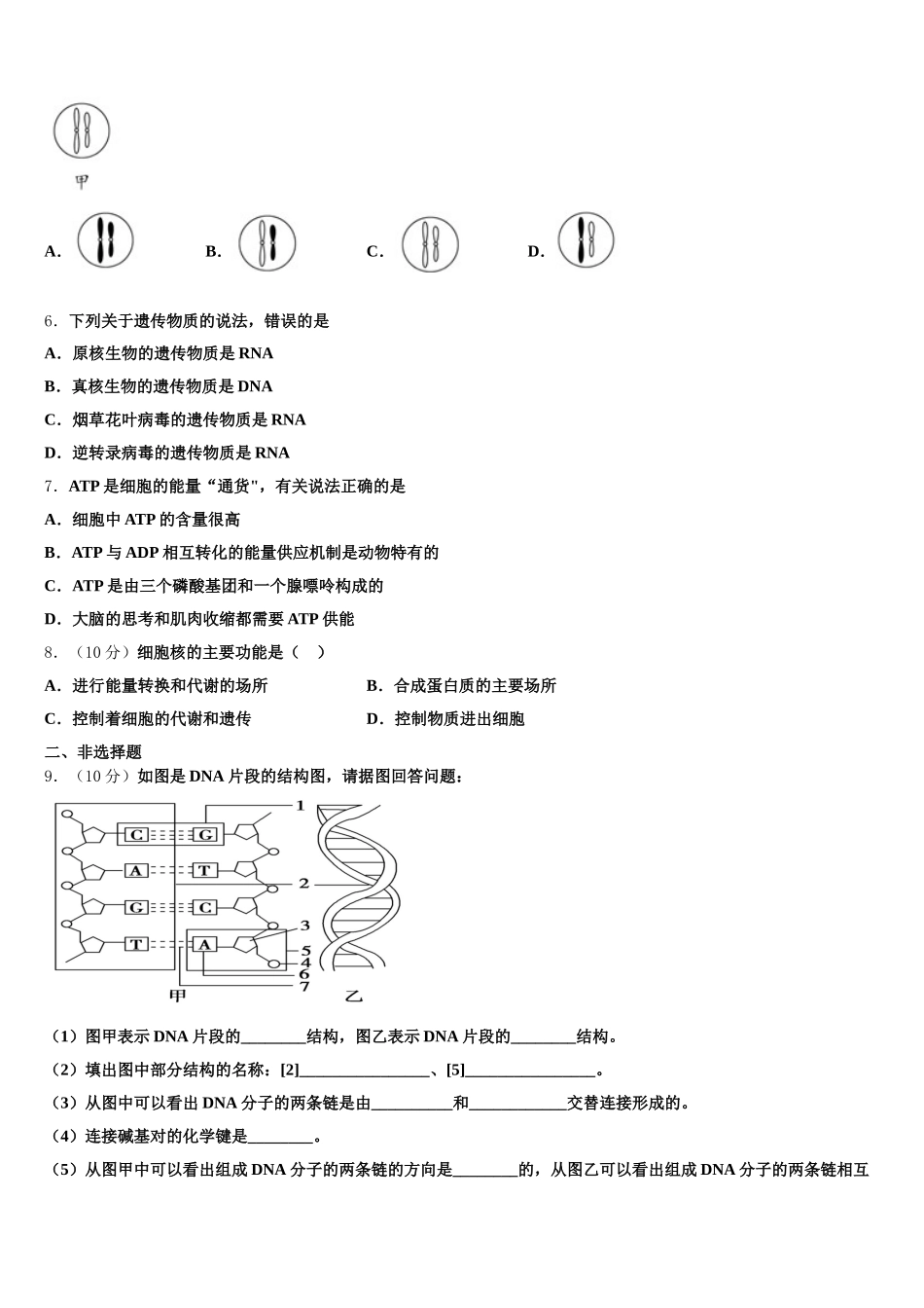 2025年江西省赣州市赣源中学生物高一第二学期期末教学质量检测试题含解析_第2页