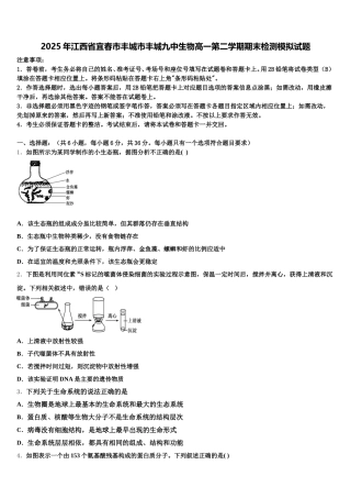 2025年江西省宜春市丰城市丰城九中生物高一第二学期期末检测模拟试题含解析