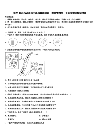 2025届江西省南昌市南昌县莲塘第一中学生物高一下期末检测模拟试题含解析