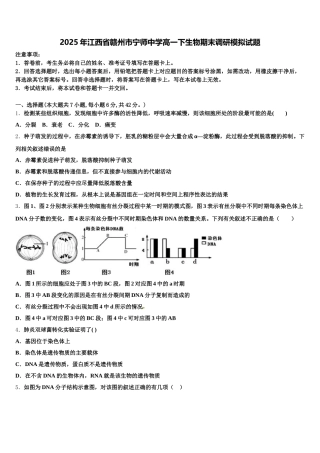 2025年江西省赣州市宁师中学高一下生物期末调研模拟试题含解析