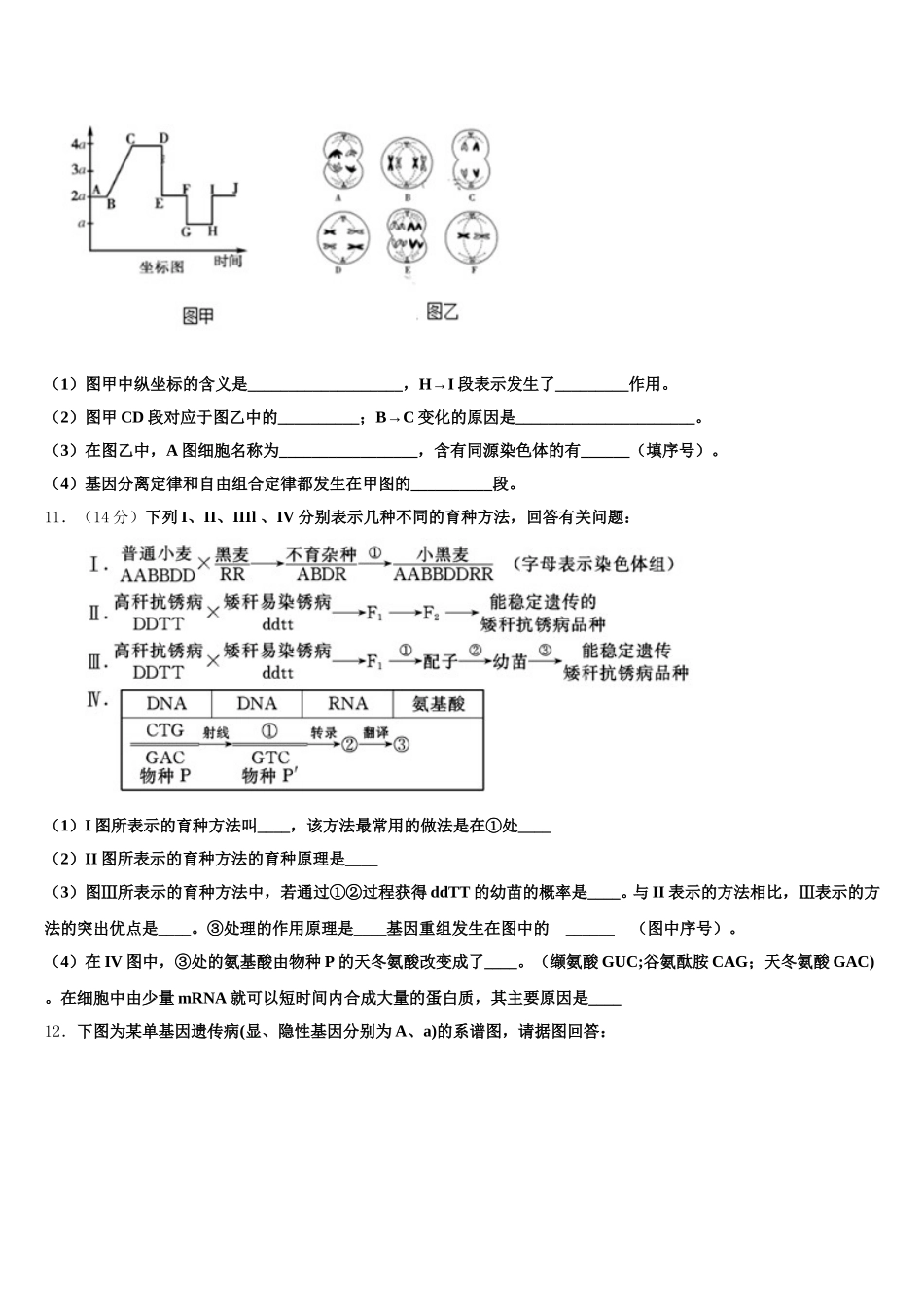 2024-2025学年鹰潭市重点中学高一生物第二学期期末达标检测模拟试题含解析_第3页