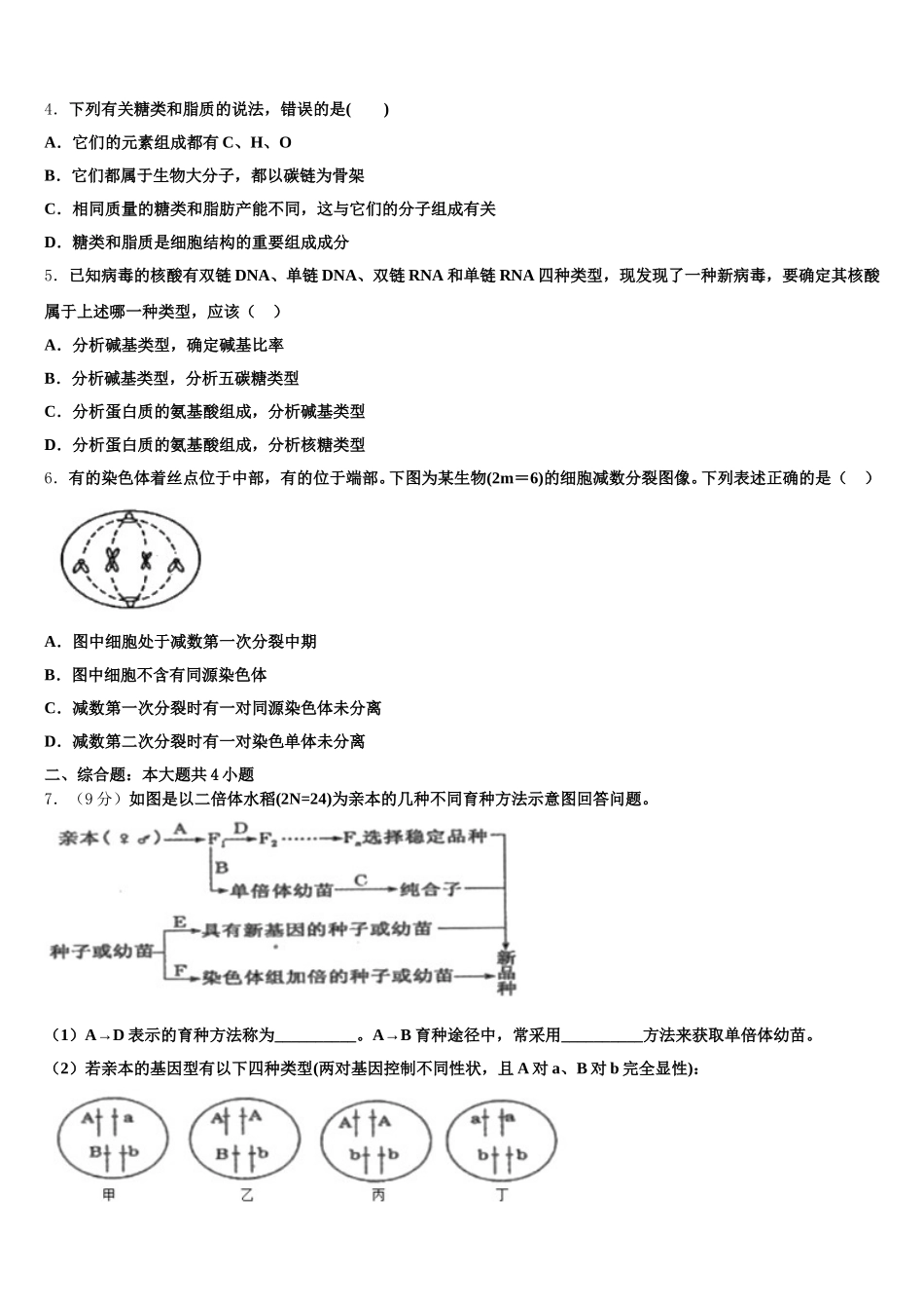 江西省赣州市红旗实验中学2025届生物高一下期末检测试题含解析_第2页