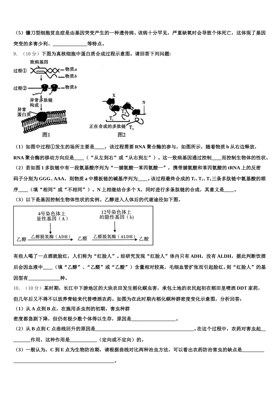 2024-2025学年江西省南昌县莲塘第一中学生物高一下期末综合测试模拟试题含解析_第3页