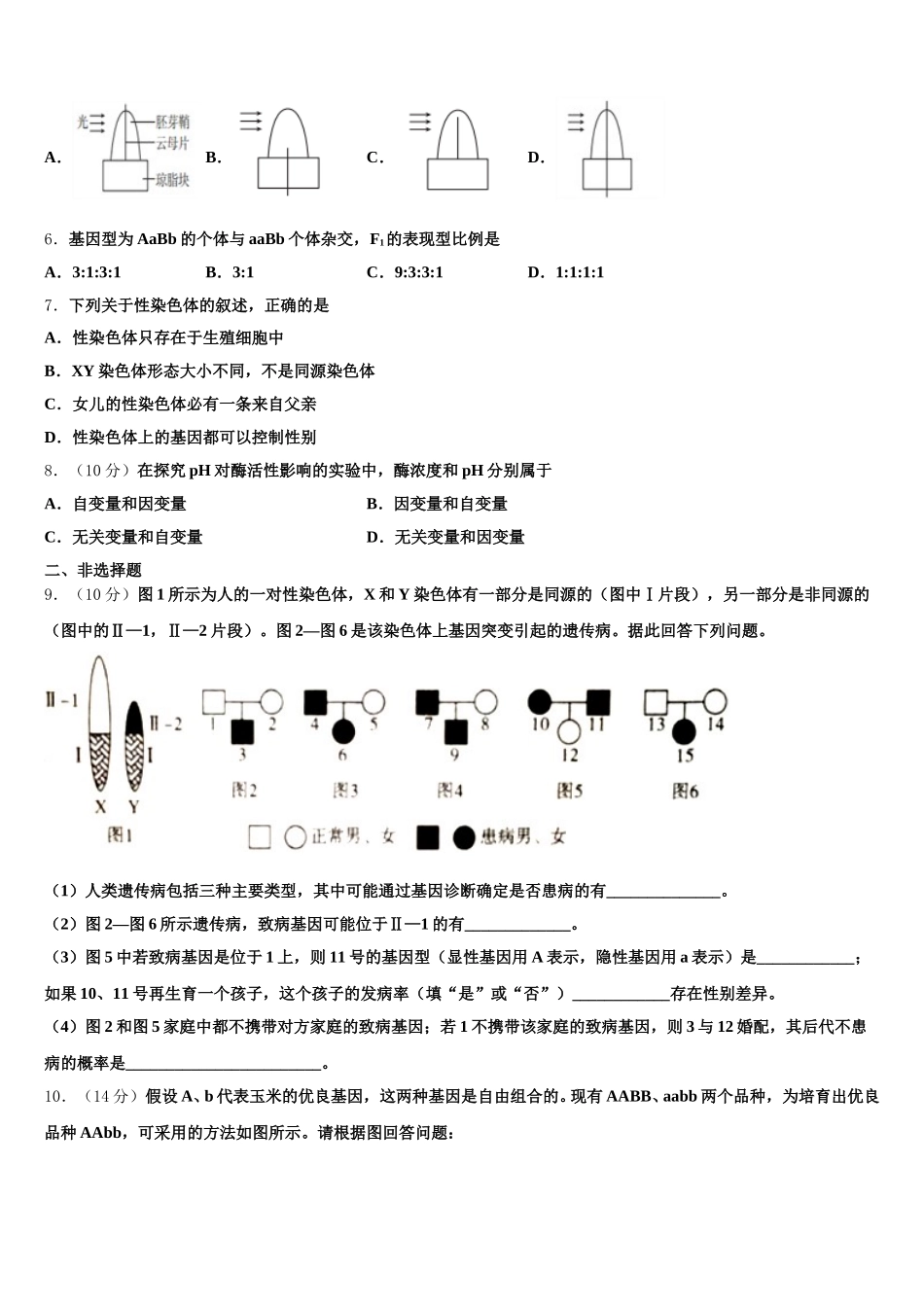 2025年江西省南昌市新建二中生物高一下期末学业水平测试试题含解析_第2页