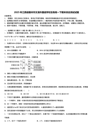 2025年江西省赣州市文清外国语学校生物高一下期末综合测试试题含解析
