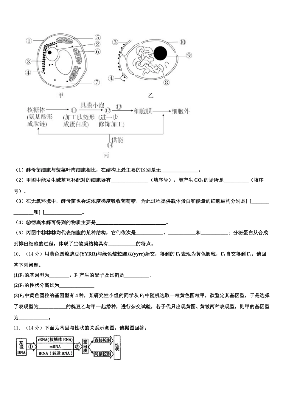 2025年江西奉新县高一生物第二学期期末检测模拟试题含解析_第3页