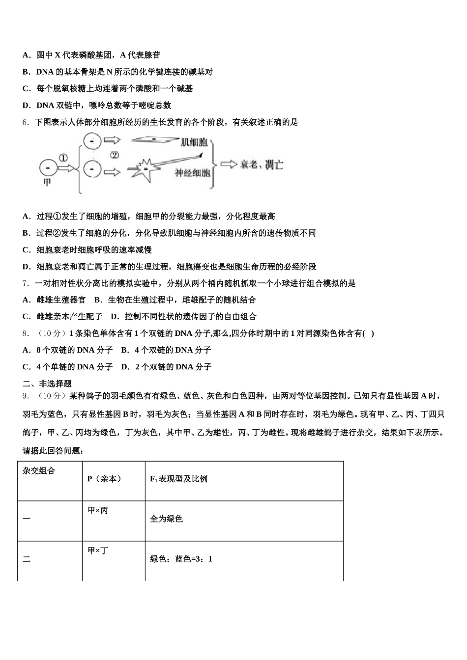 江西省南昌市进贤二中2025届生物高一第二学期期末考试试题含解析_第2页