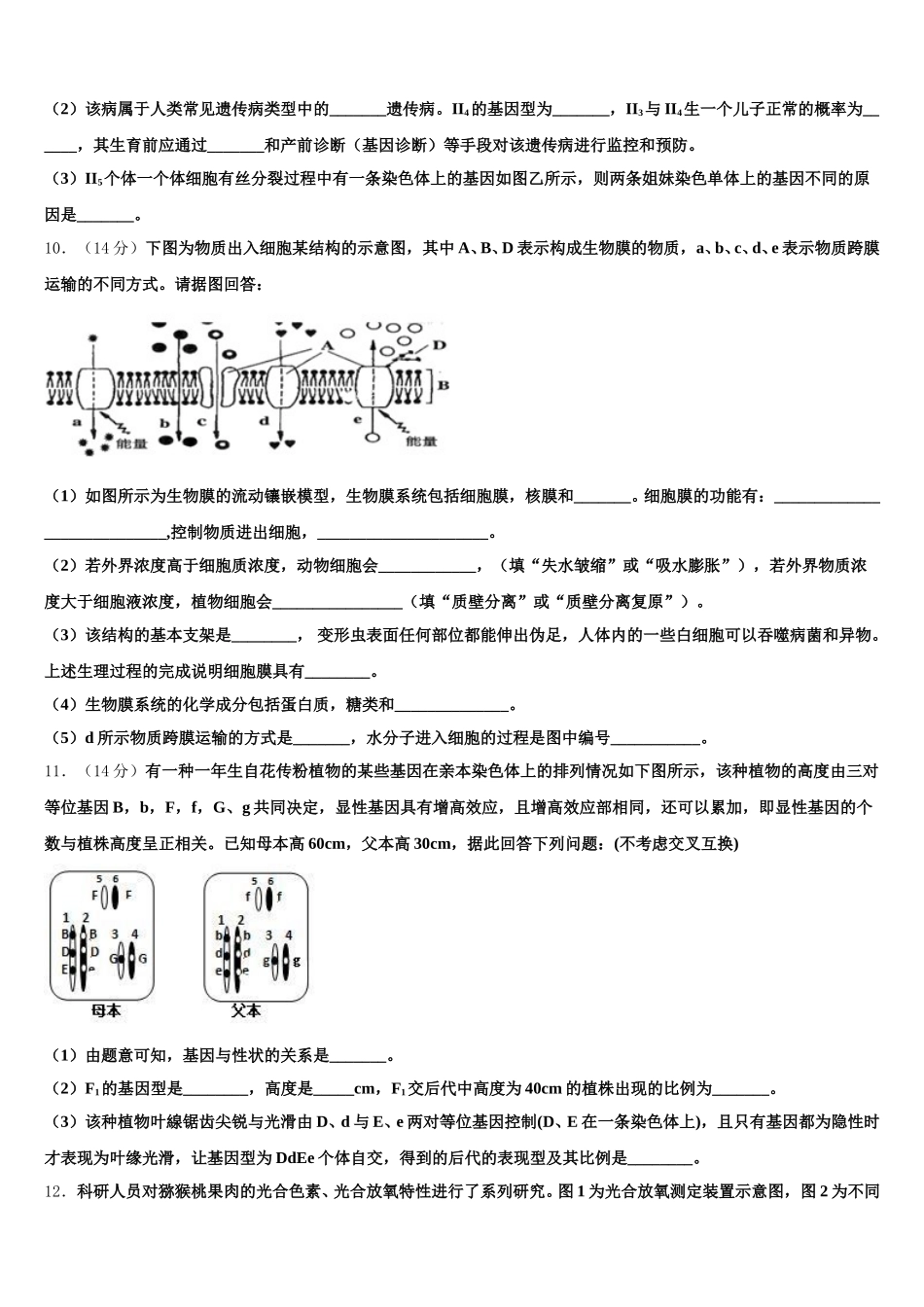 2025年江西省南昌市八一中学、桑海中学、麻丘中学等五校生物高一第二学期期末学业水平测试试题含解析_第3页