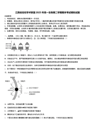 江西省名校学术联盟2025年高一生物第二学期期末考试模拟试题含解析