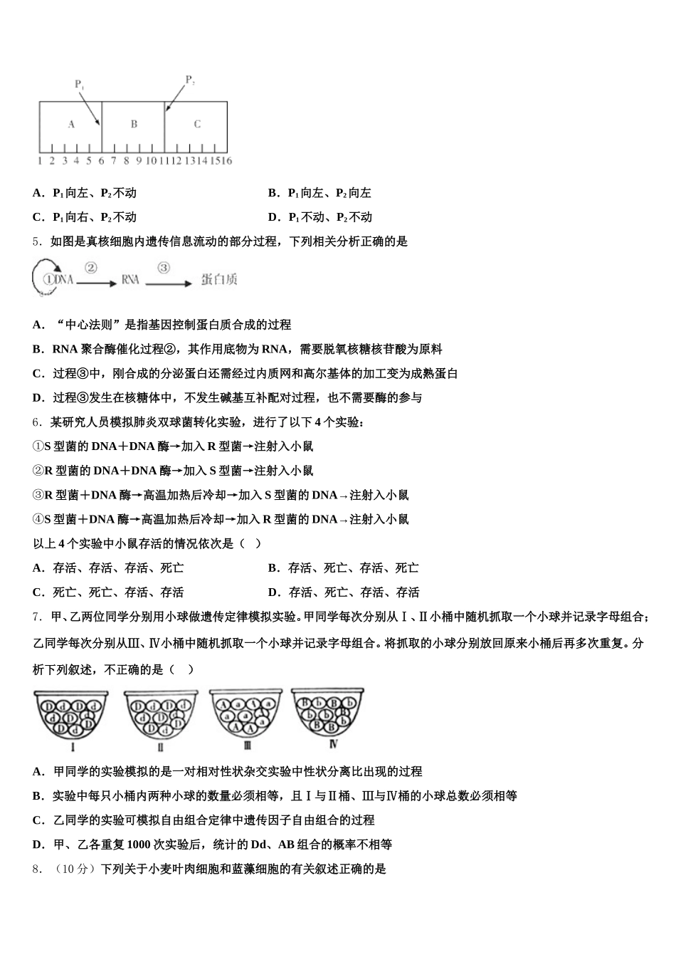 2025年江西省赣州市赣县中学北校区生物高一下期末综合测试试题含解析_第2页