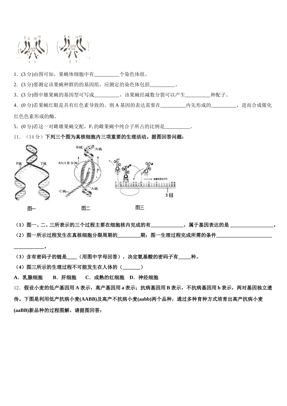 江西省抚州市临川实验学校2025届高一生物第二学期期末调研模拟试题含解析_第3页