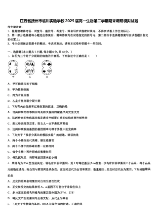 江西省抚州市临川实验学校2025届高一生物第二学期期末调研模拟试题含解析