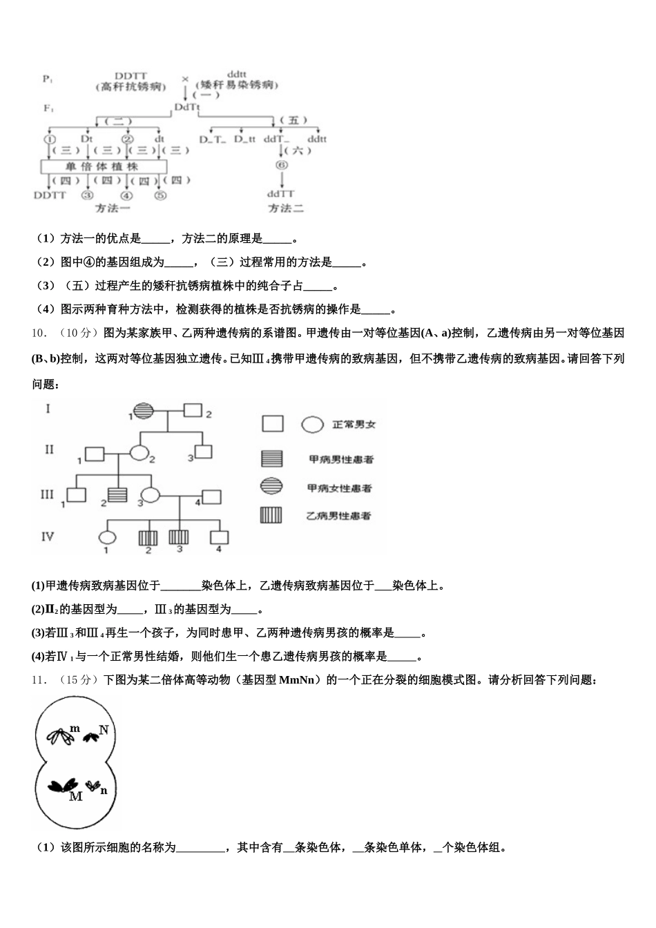 江西省赣州市赣县中学北校区2024-2025学年高一下生物期末达标检测模拟试题含解析_第3页