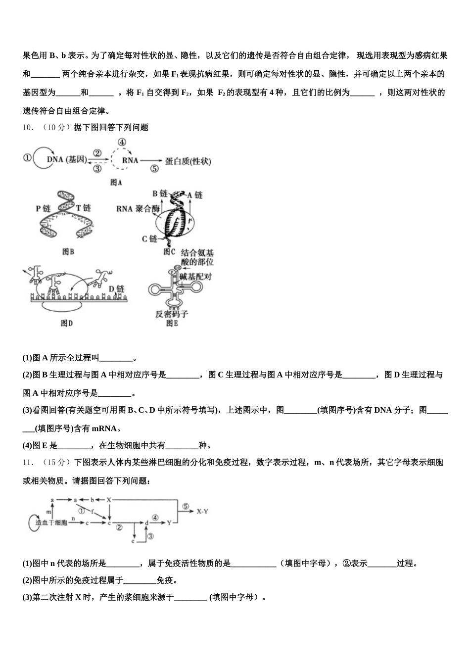 2024-2025学年南昌市第二中学高一生物第二学期期末教学质量检测模拟试题含解析_第3页