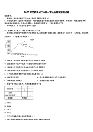 2025年江西丰城二中高一下生物期末预测试题含解析