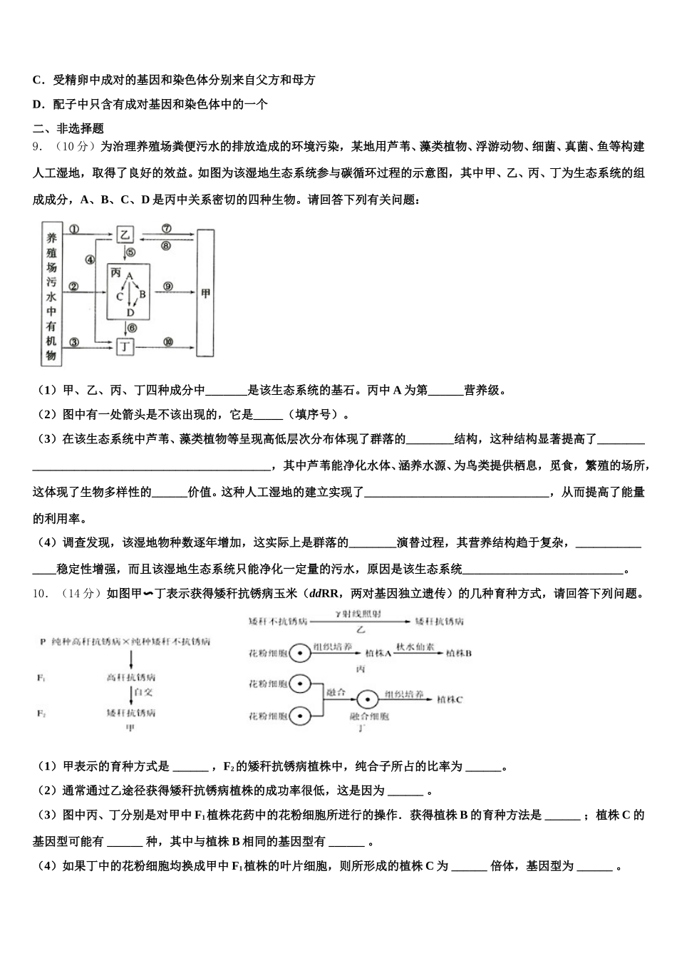 2025届江西省九江一中高一下生物期末质量检测模拟试题含解析_第3页