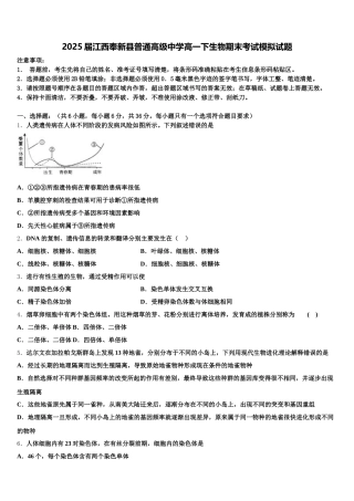2025届江西奉新县普通高级中学高一下生物期末考试模拟试题含解析