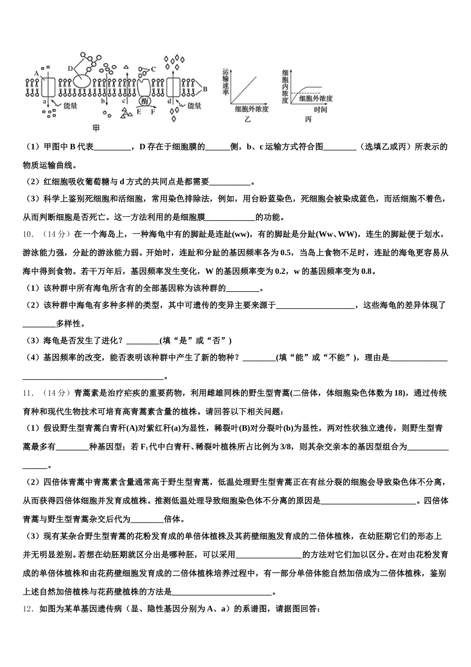 2025年辽宁省重点中学生物高一第二学期期末教学质量检测模拟试题含解析_第3页
