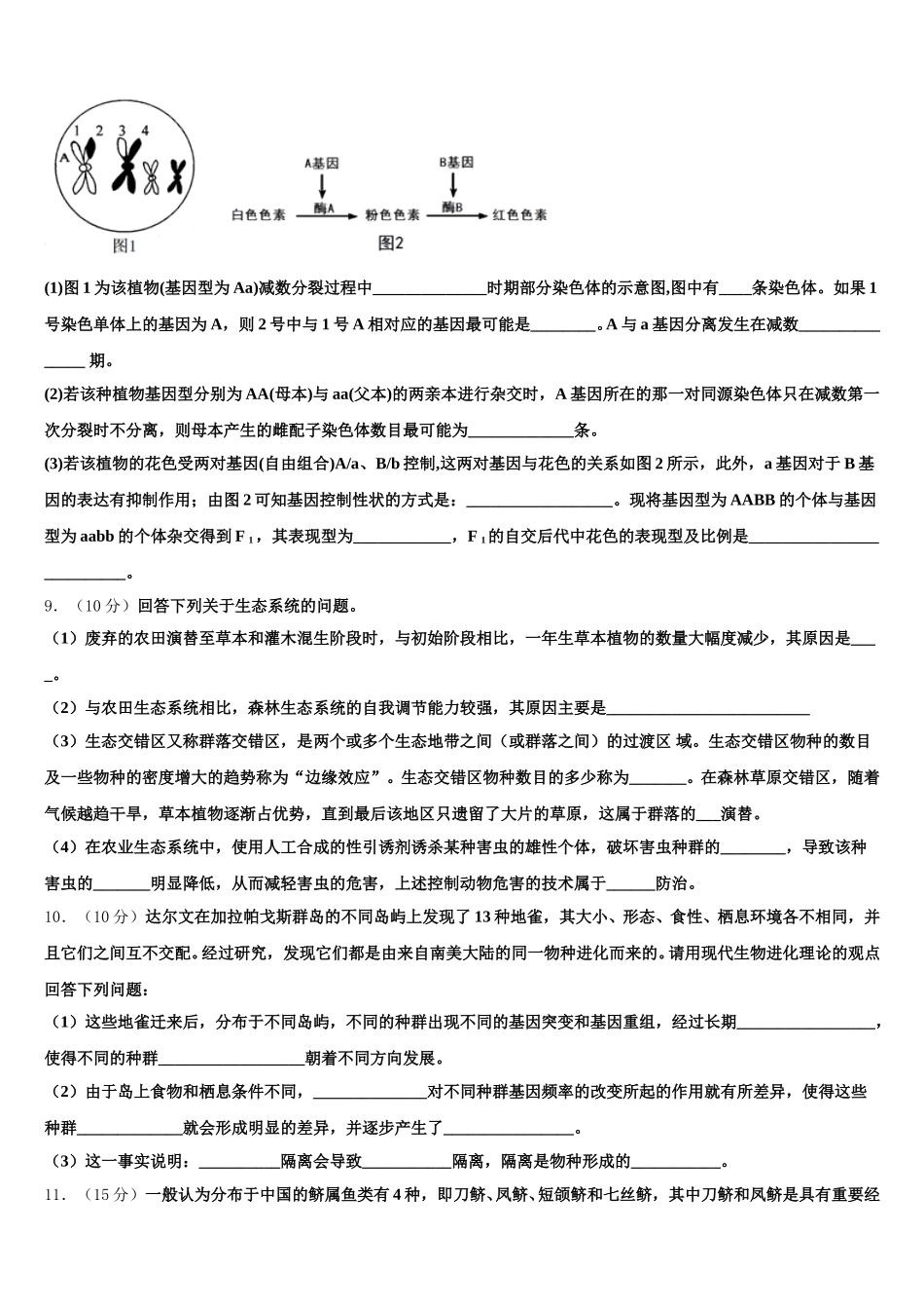 辽宁省盘锦市大洼区高级中学2024-2025学年生物高一第二学期期末达标检测模拟试题含解析_第3页