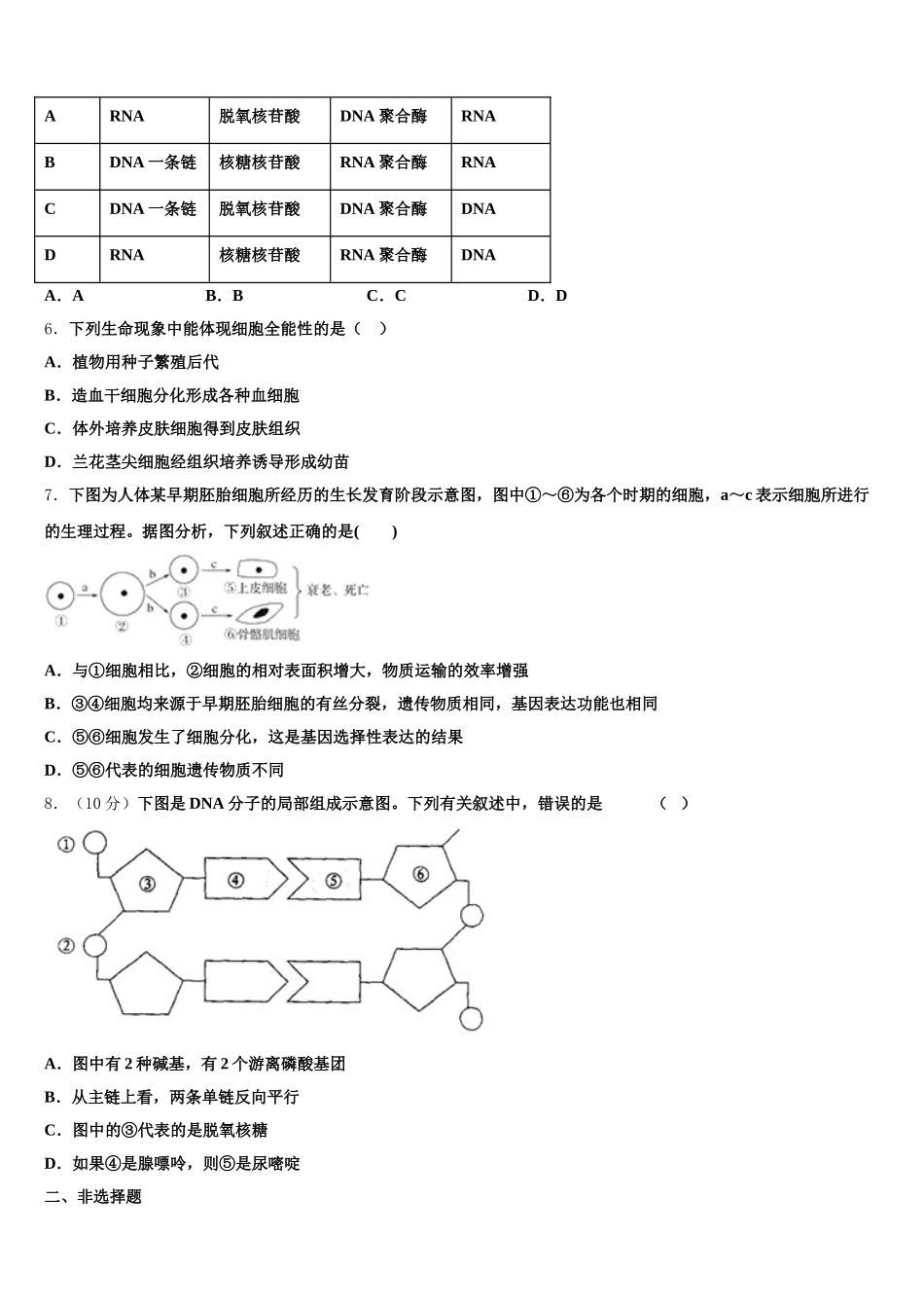 优质金卷：辽宁省实验中学、大连八中、大连二十四中、鞍山一中、东北育才学校2025年生物高一第二学期期末质量检测模拟试题含解析_第2页