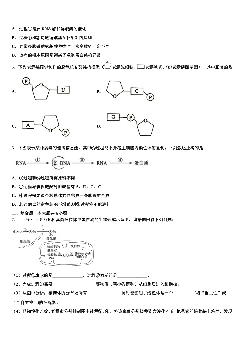 辽宁省沈阳市2025年生物高一下期末学业水平测试试题含解析_第2页
