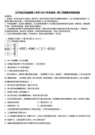 辽宁省辽河油田第二中学2025年生物高一第二学期期末预测试题含解析