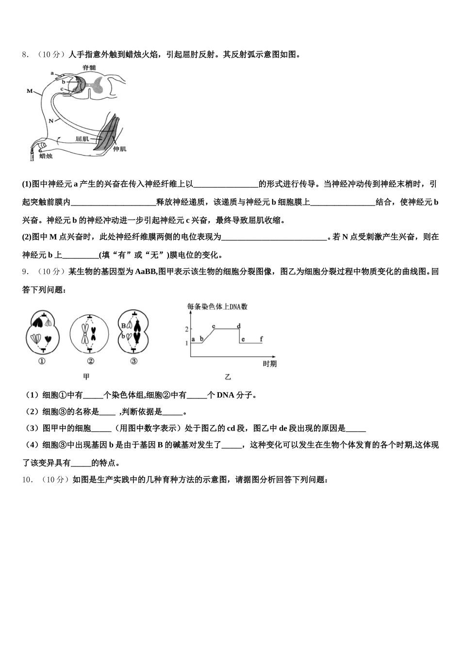 2025届辽宁省实验中学、大连八中、大连二十四中、鞍山一中、东北育才学校生物高一下期末质量跟踪监视试题含解析_第3页