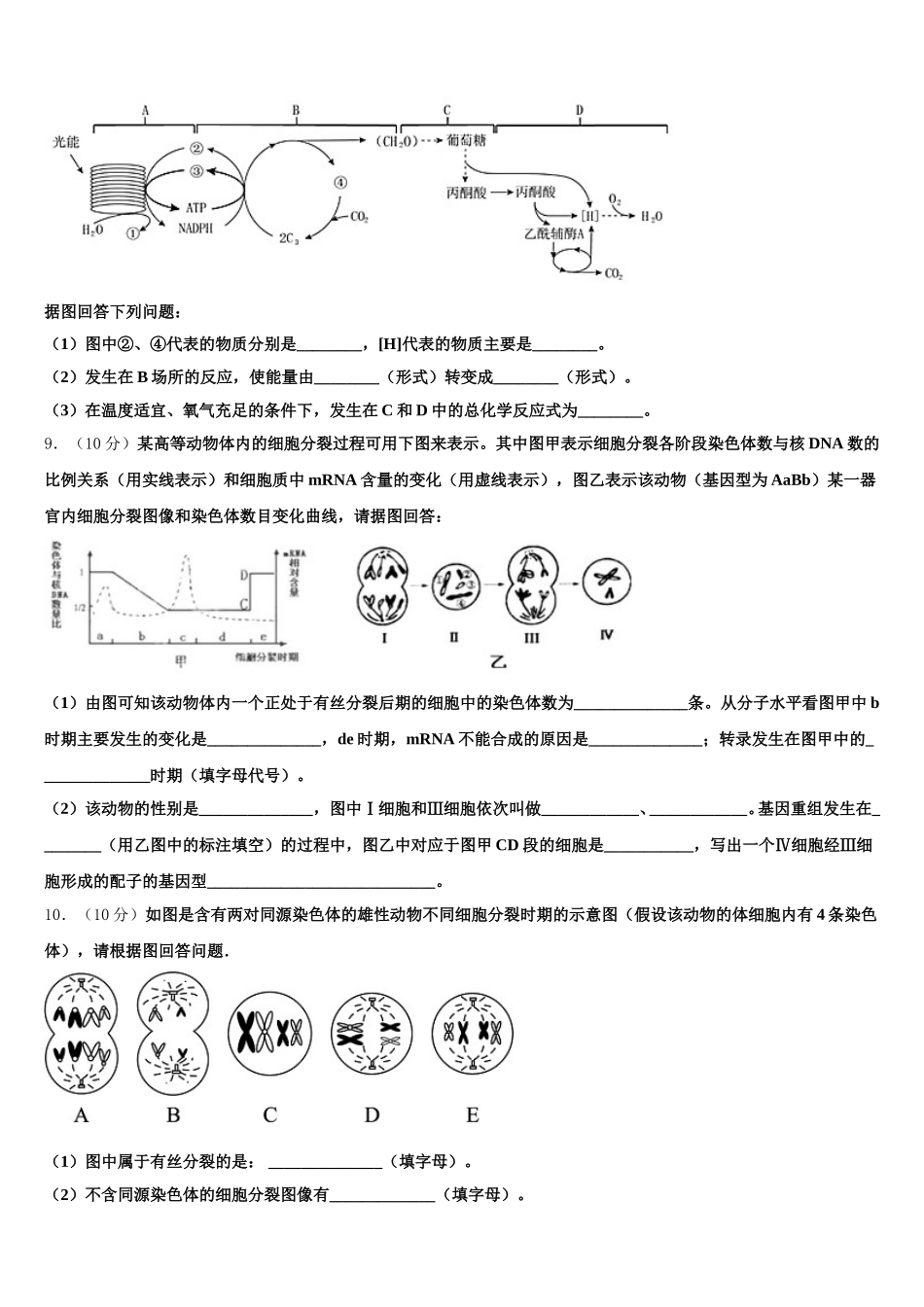 2024-2025学年辽宁省锦州市第二高级中学生物高一第二学期期末监测模拟试题含解析_第3页
