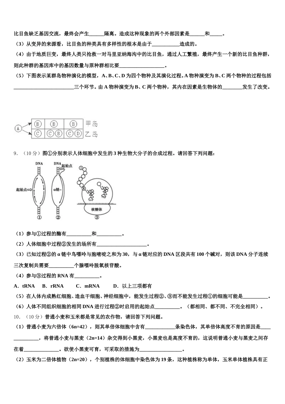 辽宁省营口开发区第一高级中学2025年生物高一第二学期期末学业质量监测模拟试题含解析_第3页