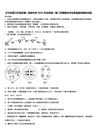 辽宁省营口开发区第一高级中学2025年生物高一第二学期期末学业质量监测模拟试题含解析