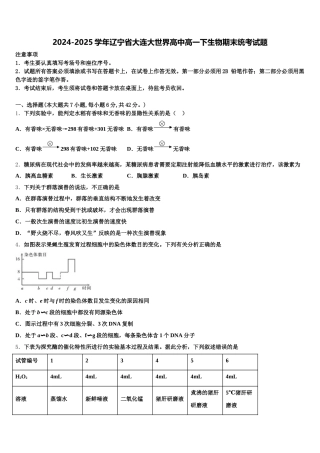2024-2025学年辽宁省大连大世界高中高一下生物期末统考试题含解析