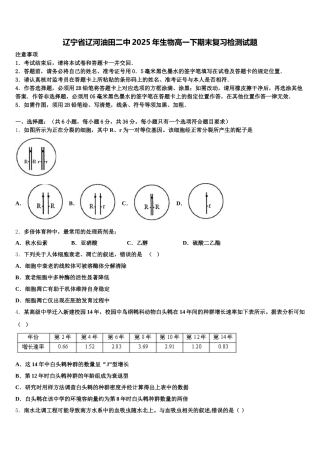辽宁省辽河油田二中2025年生物高一下期末复习检测试题含解析