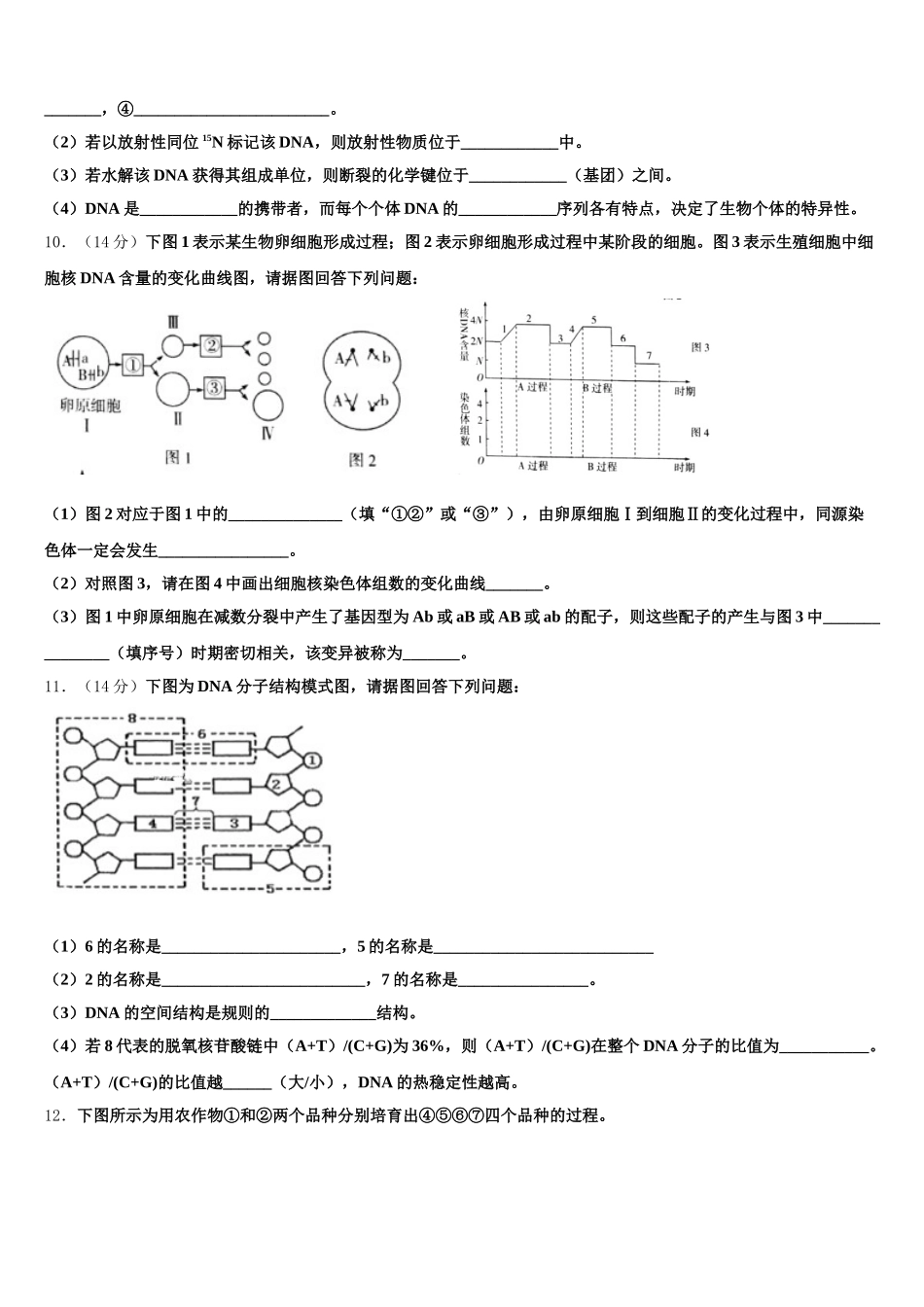2025届辽宁省沈阳市第二中学生物高一第二学期期末学业质量监测模拟试题含解析_第3页