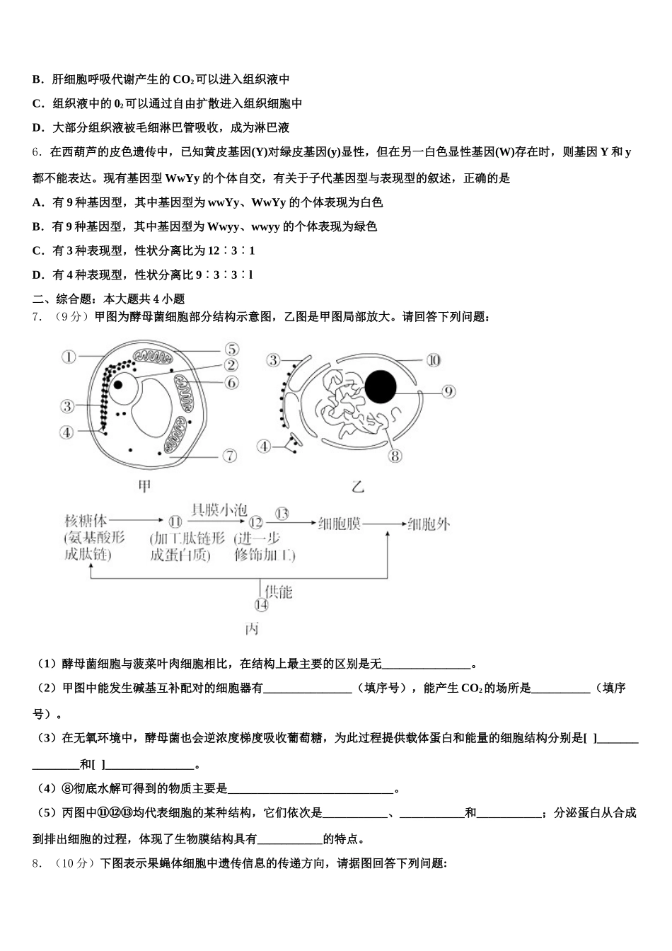 2025届辽宁省葫芦岛市八中高一生物第二学期期末学业水平测试模拟试题含解析_第2页