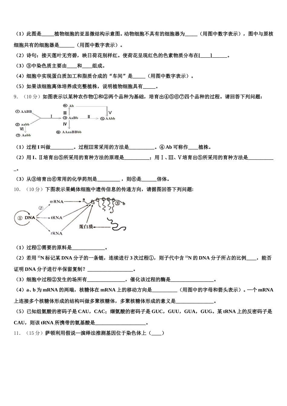 2024-2025学年锦州市重点中学生物高一下期末考试模拟试题含解析_第3页