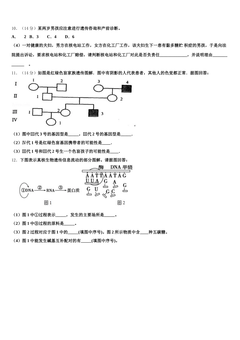 辽宁省抚顺十中2025届高一下生物期末教学质量检测模拟试题含解析_第3页