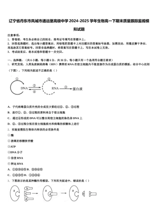 辽宁省丹东市凤城市通远堡高级中学2024-2025学年生物高一下期末质量跟踪监视模拟试题含解析