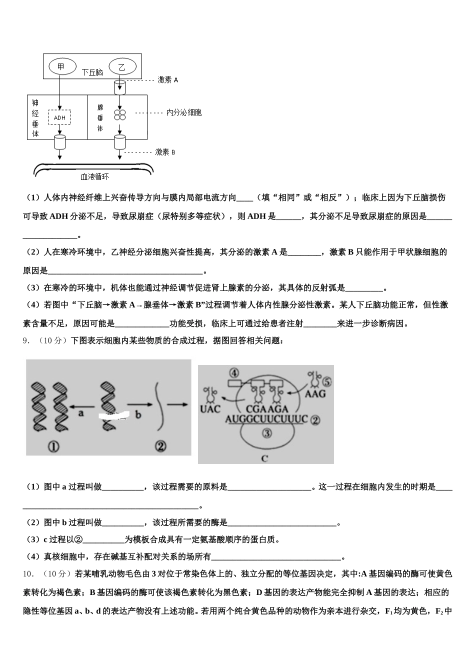 2025年辽宁省葫芦岛生物高一下期末质量跟踪监视模拟试题含解析_第3页