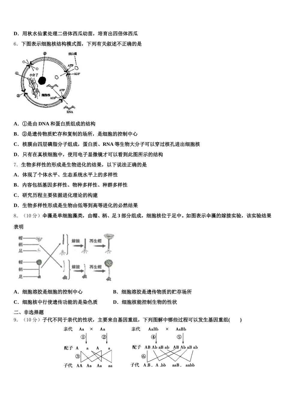 辽宁省朝阳市建平县实验中学2025届高一下生物期末统考试题含解析_第2页