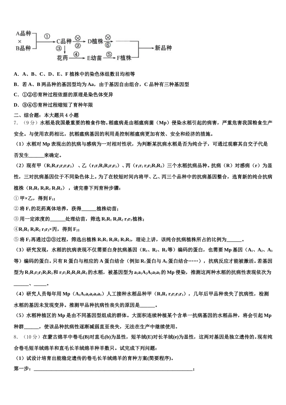 2025年辽宁省沈阳市第1高一生物第二学期期末联考试题含解析_第2页