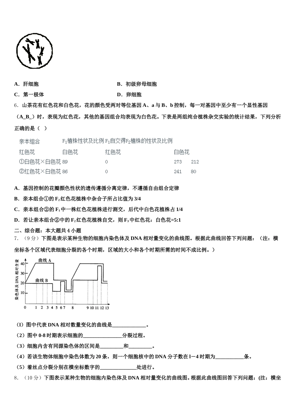 2025届辽宁省抚顺市东洲区抚顺十中生物高一第二学期期末学业水平测试模拟试题含解析_第2页