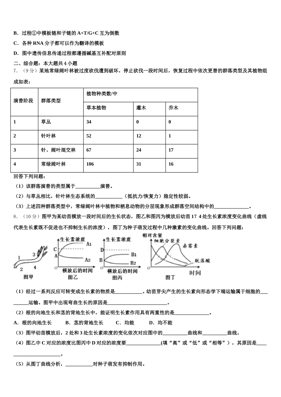 辽宁省实验中学、大连八中、大连二十四中、鞍山一中、东北育才学校2025届高一生物第二学期期末经典模拟试题含解析_第2页
