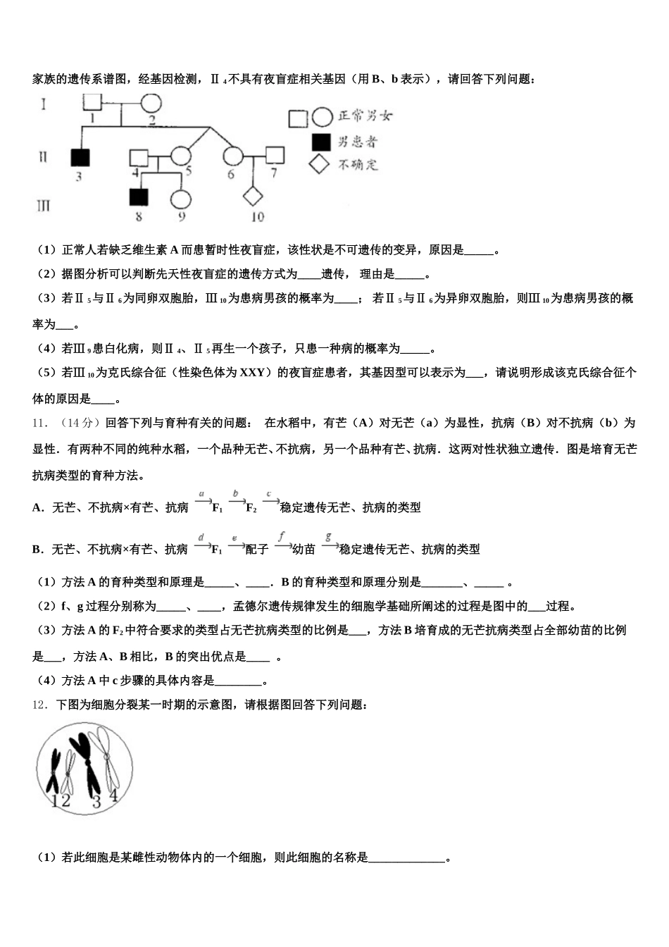 辽宁师大学附中2024-2025学年生物高一第二学期期末统考试题含解析_第3页