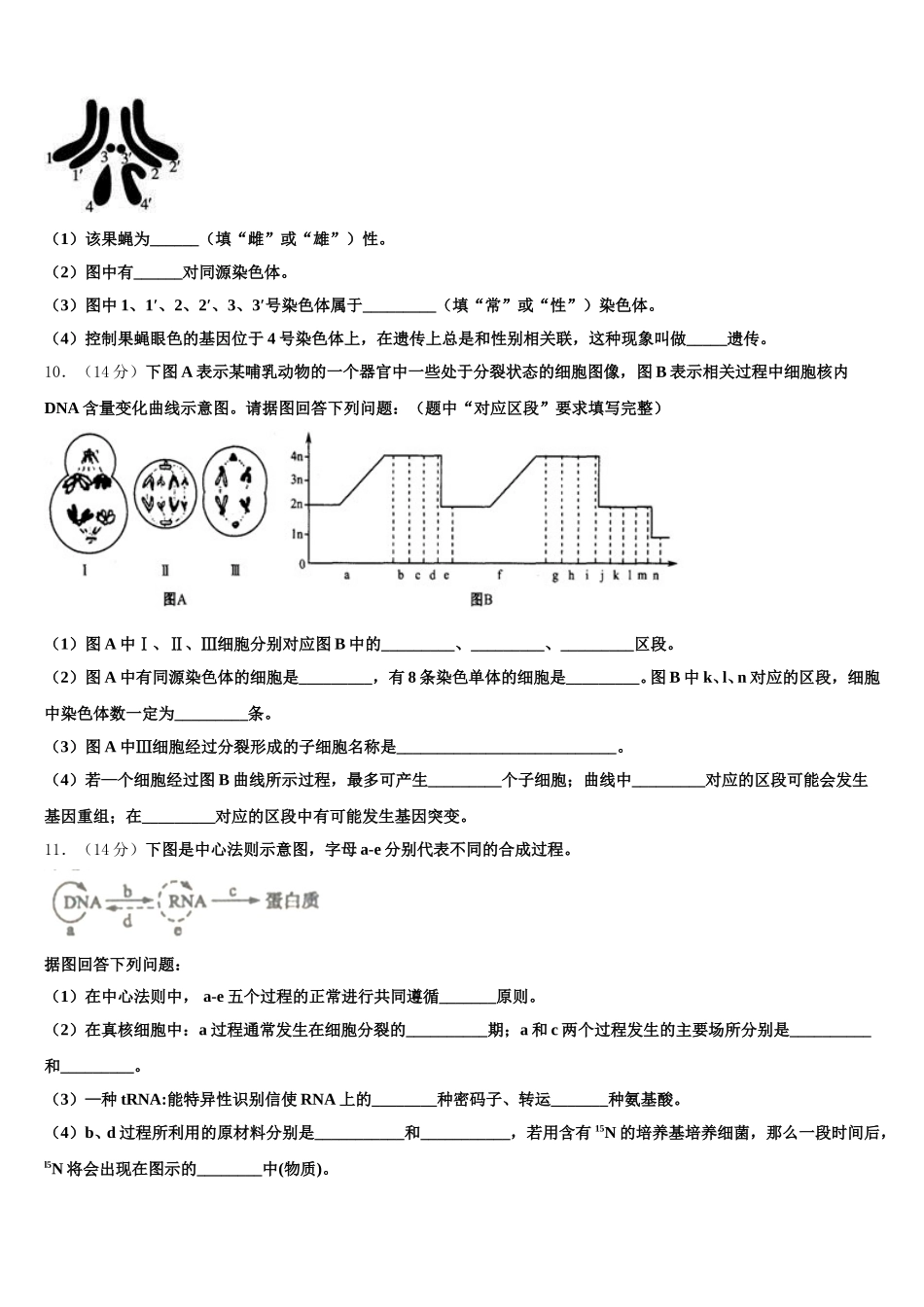 2025届辽宁省抚顺市第十中学生物高一第二学期期末质量跟踪监视试题含解析_第3页