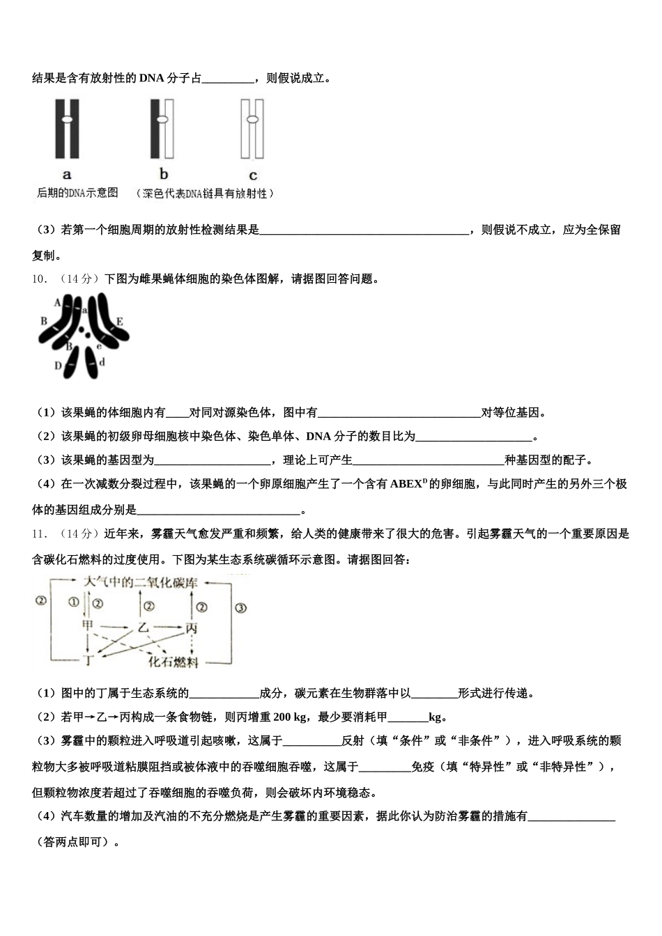 2025年辽宁省沈阳二中、抚顺二中生物高一下期末教学质量检测模拟试题含解析_第3页