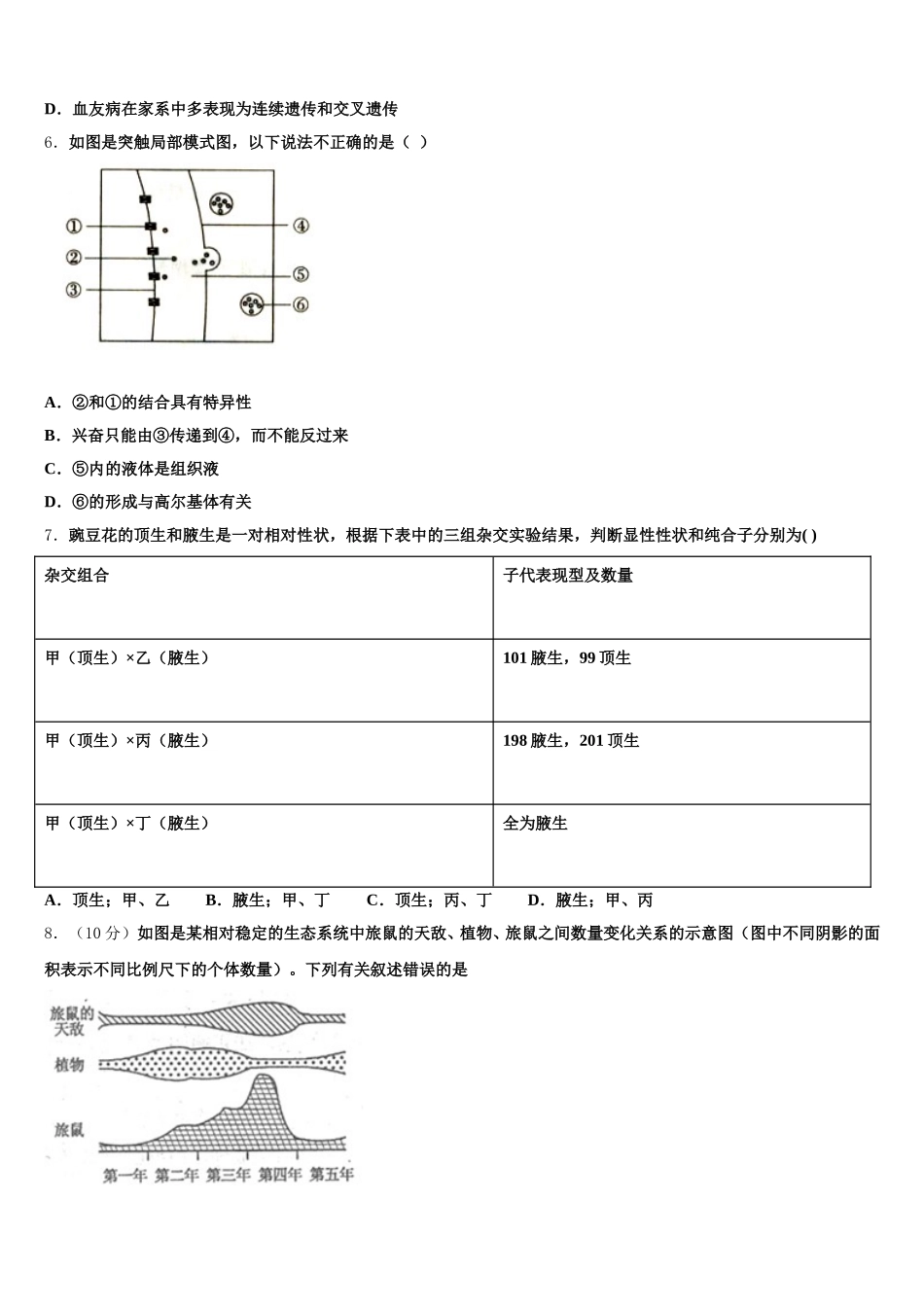 2025届辽宁省葫芦岛市普通高中高一生物第二学期期末学业质量监测模拟试题含解析_第2页