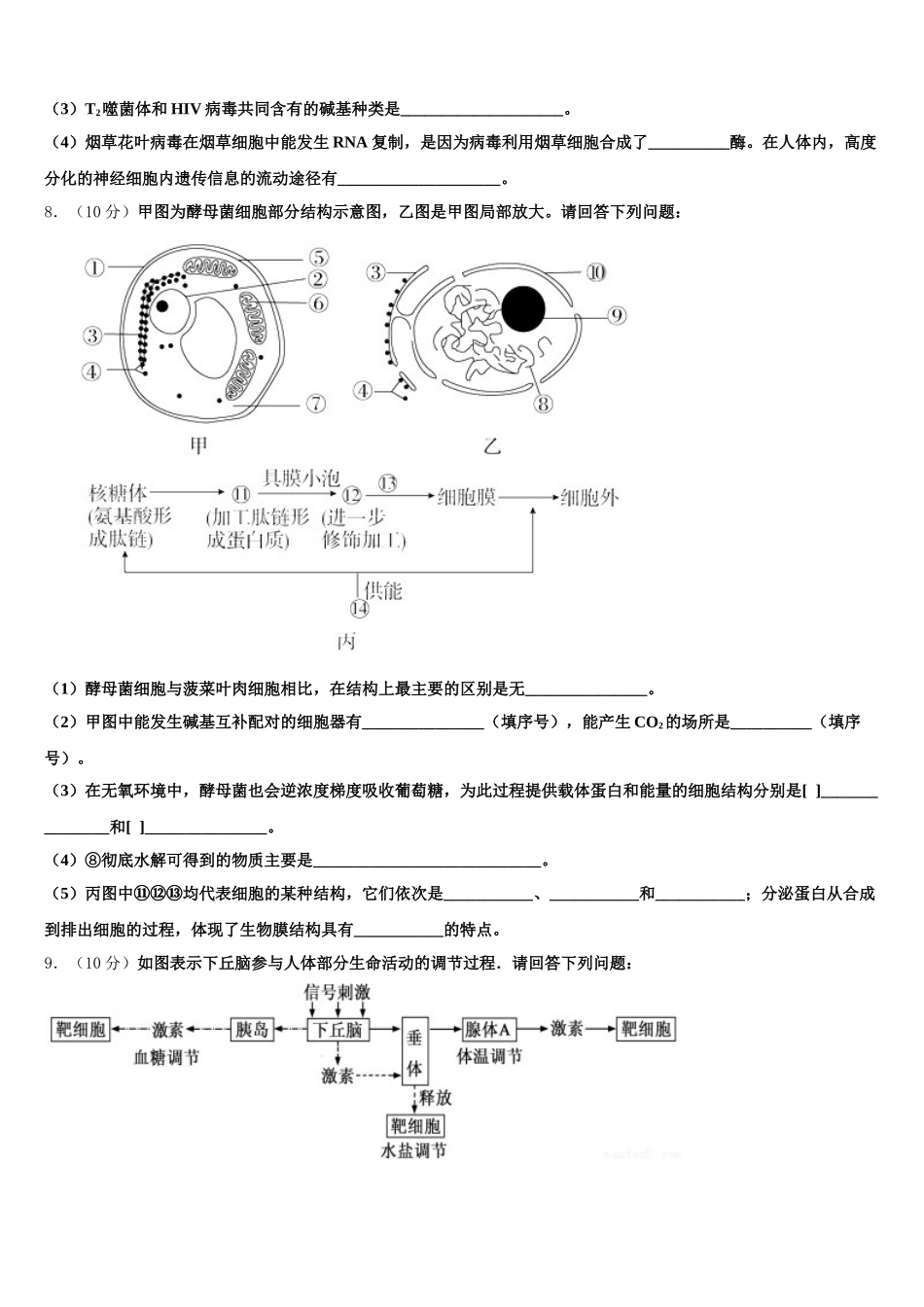 2024-2025学年辽宁省大连市一〇三中学生物高一第二学期期末综合测试试题含解析_第3页