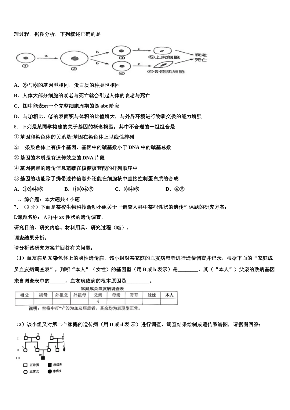 2025年辽宁省沈阳市二十中学019-高一下生物期末考试试题含解析_第2页
